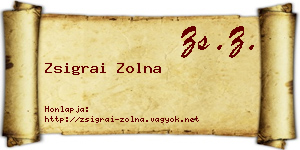 Zsigrai Zolna névjegykártya